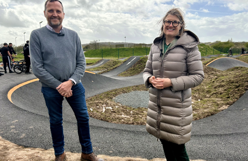 Rachel with Cllr Matt Dormer at the Pump Track